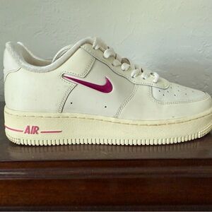 Nike Cream and Pink Air Force 1 Sneakers